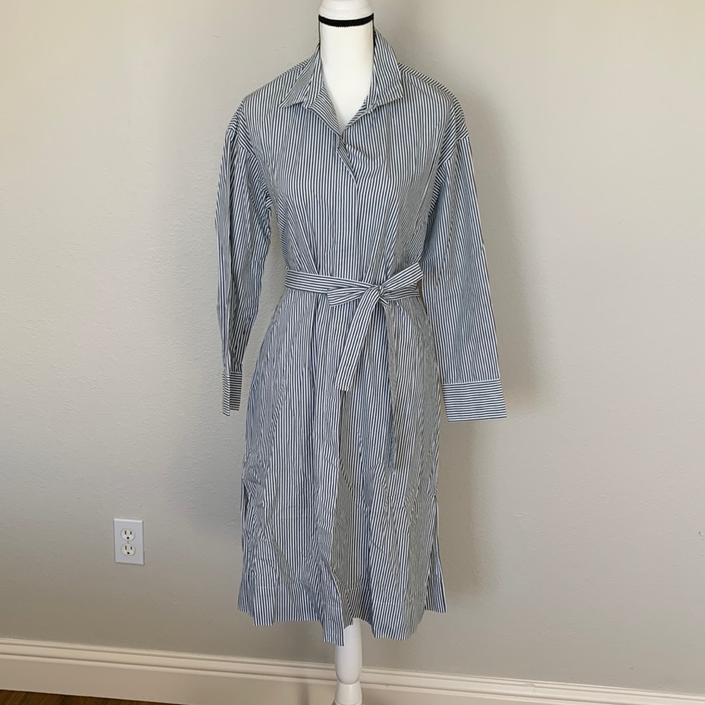 Club Monaco Green Striped Shirt Dress Open Back - Size S or M (unknown)